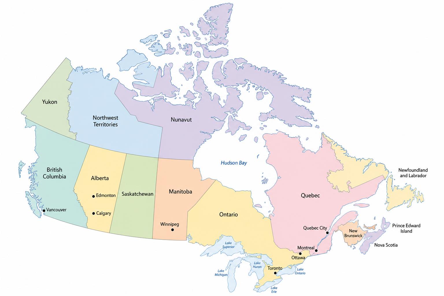 Map of Canada showing major city locations we serve